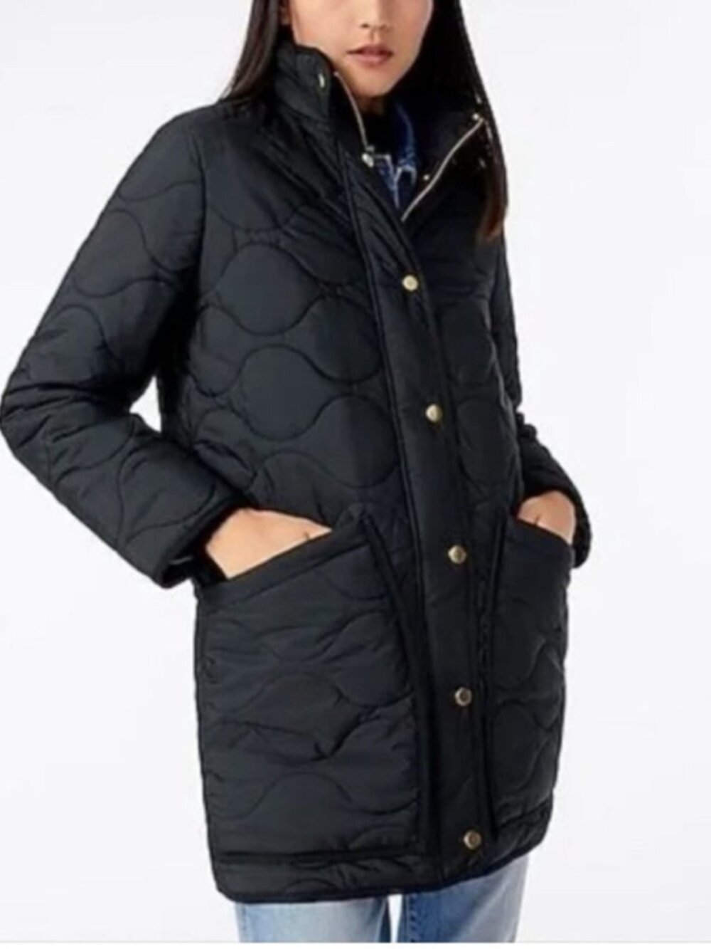 J. Crew Signature Puffer Jacket Black Size Large Recycled Material